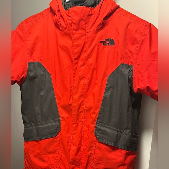 The North Face Kids Red and Gray Raincoat